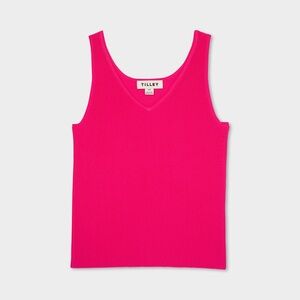 Tilley Pink Ribbed Shell Tank Top